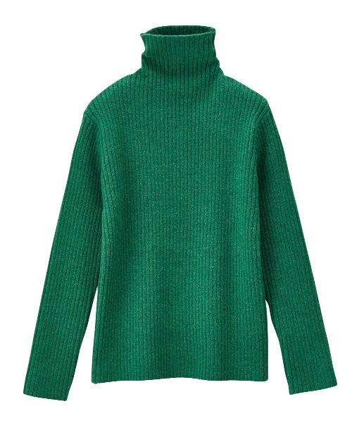ハイネックもちもちリブニット