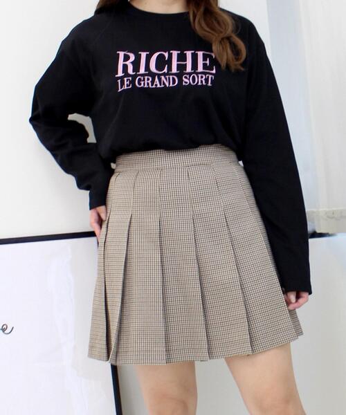 INGNI（イング）の「刺繍ロゴロングTシャツ（Tシャツ/カットソー・レディース・ホワイト系6/ホワイト×ブラック/ラベンダー/ブラック・M）」の3枚目の写真