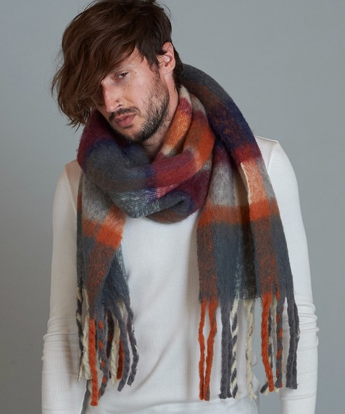 NO ID.(ノーアイディ)の「【NO ID.】Multi Color Check Stole / マルチ カラー チェック ストール(ストール/ショール・メンズ・グレー/ベージュ/ブラック・ONE SIZE)」の3枚目の写真