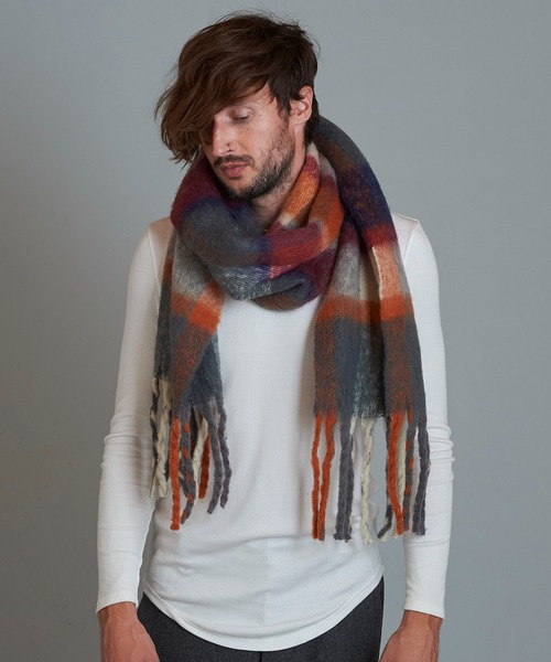 NO ID.(ノーアイディ)の「【NO ID.】Multi Color Check Stole / マルチ カラー チェック ストール(ストール/ショール・メンズ・グレー/ベージュ/ブラック・ONE SIZE)」の7枚目の写真