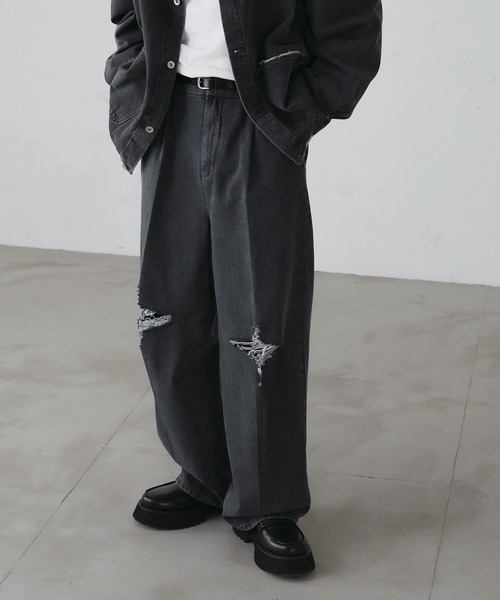 epnok（エプノック）の「ダメージアソートストレートデニム（デニムパンツ・メンズ・ブラック/グレー/ブラック系その他/グレー系その他/ブルー系その他/ケミカルウォッシュ・SMALL/MEDIUM/LARGE）」の4枚目の写真