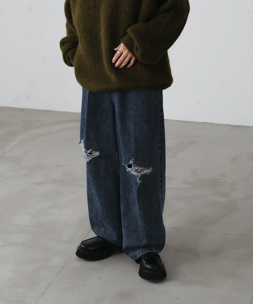 epnok（エプノック）の「ダメージアソートストレートデニム（デニムパンツ・メンズ・ブラック/グレー/ブラック系その他/グレー系その他/ブルー系その他/ケミカルウォッシュ・SMALL/MEDIUM/LARGE）」の5枚目の写真