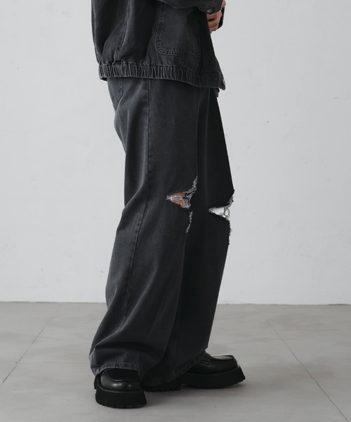 epnok（エプノック）の「ダメージアソートストレートデニム（デニムパンツ・メンズ・ブラック/グレー/ブラック系その他/グレー系その他/ブルー系その他/ケミカルウォッシュ・SMALL/MEDIUM/LARGE）」の10枚目の写真