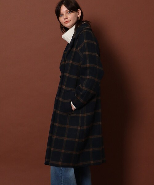 DRESSTERIOR（ドレステリア）の「◆【CLASSY.12月号掲載】【厚手ニットもOK】チェックリバーコート（チェスターコート・レディース・ネイビー系1・34/36/38）」の3枚目の写真