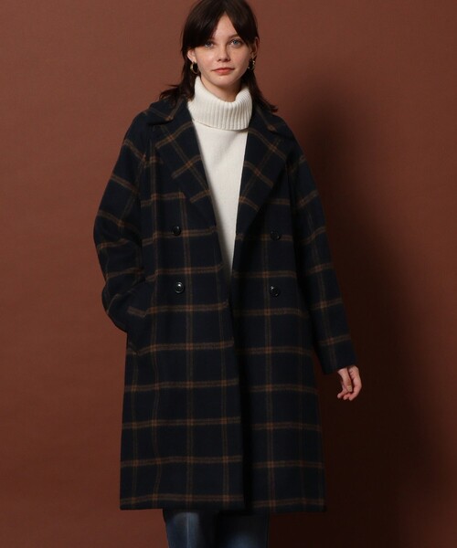 DRESSTERIOR（ドレステリア）の「◆【CLASSY.12月号掲載】【厚手ニットもOK】チェックリバーコート（チェスターコート・レディース・ネイビー系1・34/36/38）」の8枚目の写真