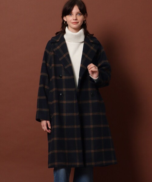 DRESSTERIOR（ドレステリア）の「◆【CLASSY.12月号掲載】【厚手ニットもOK】チェックリバーコート（チェスターコート・レディース・ネイビー系1・34/36/38）」の9枚目の写真
