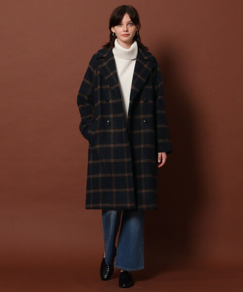 DRESSTERIOR（ドレステリア）の「◆【CLASSY.12月号掲載】【厚手ニットもOK】チェックリバーコート（チェスターコート・レディース・ネイビー系1・34/36/38）」の11枚目の写真