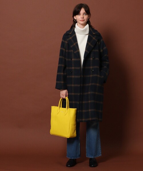 DRESSTERIOR（ドレステリア）の「◆【CLASSY.12月号掲載】【厚手ニットもOK】チェックリバーコート（チェスターコート・レディース・ネイビー系1・34/36/38）」の12枚目の写真