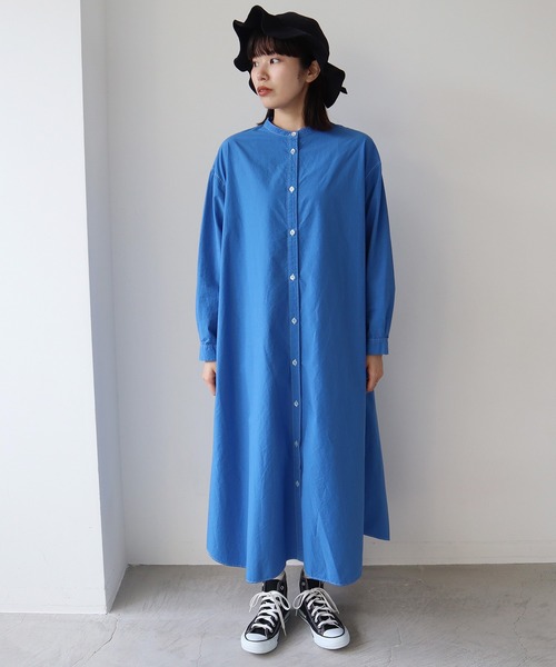 bulle de savon(ビュルデサボン)の「《染め替え》製品染めBasic Stand coller ワンピース(シャツワンピース・レディース・イエロー/ブルー・FREE)」の17枚目の写真