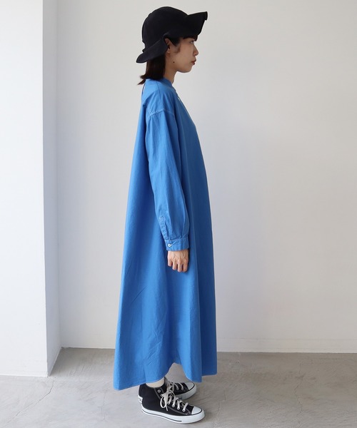 bulle de savon(ビュルデサボン)の「《染め替え》製品染めBasic Stand coller ワンピース(シャツワンピース・レディース・イエロー/ブルー・FREE)」の18枚目の写真