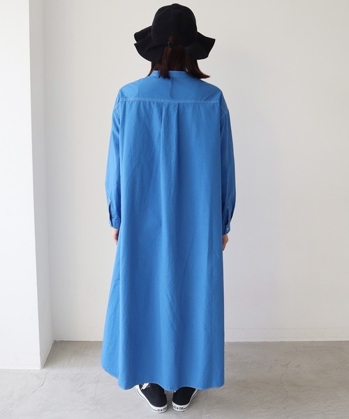 bulle de savon(ビュルデサボン)の「《染め替え》製品染めBasic Stand coller ワンピース(シャツワンピース・レディース・イエロー/ブルー・FREE)」の19枚目の写真
