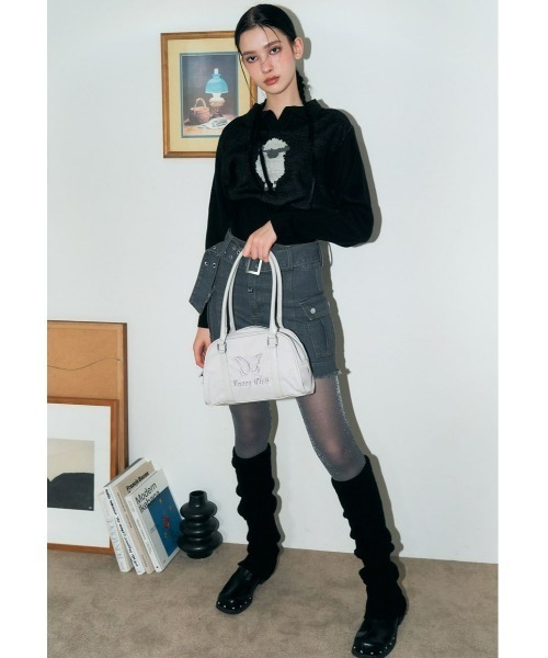 FANCY CLUB(ファンシークラブ)の「A'GEM/9 × .kom『 FANCY CLUB/ファンシークラブ』/PECORA COLLAR CROP KNIT/カラークロップドニットソー(Tシャツ/カットソー・レディース・ブラック/グリーン・FREE)」の6枚目の写真