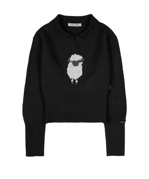 FANCY CLUB(ファンシークラブ)の「A'GEM/9 × .kom『 FANCY CLUB/ファンシークラブ』/PECORA COLLAR CROP KNIT/カラークロップドニットソー(Tシャツ/カットソー・レディース・ブラック/グリーン・FREE)」の11枚目の写真