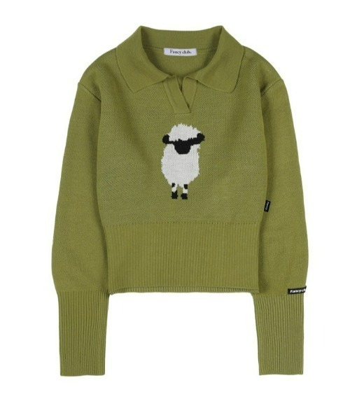 FANCY CLUB(ファンシークラブ)の「A'GEM/9 × .kom『 FANCY CLUB/ファンシークラブ』/PECORA COLLAR CROP KNIT/カラークロップドニットソー(Tシャツ/カットソー・レディース・ブラック/グリーン・FREE)」の16枚目の写真