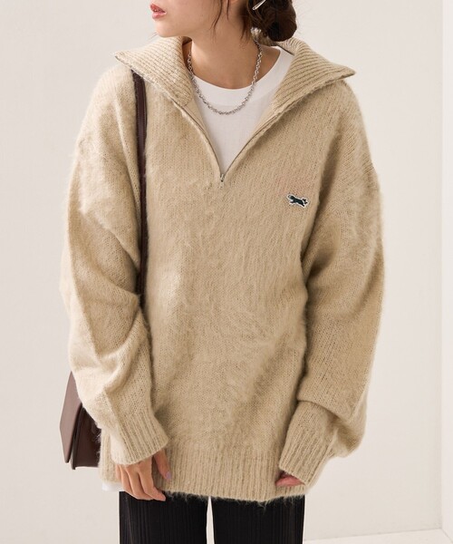 FREAK'S STORE(フリークスストア)の「TOWN CRAFT × FREAK'S STORE/タウンクラフト 別注 カラーモヘヤタッチハーフジップニット(ニット/セーター・レディース・ベージュ/オレンジ/ブラック/ピンク/パープル/グリーン・フリ-)」の21枚目の写真