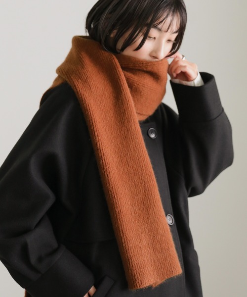 select MOCA(セレクトモカ)の「ソフトタッチリブマフラー(マフラー・レディース・ベージュ/グリーン/ブラウン/テラコッタ/ブラック/アイボリー・FREE)」の5枚目の写真