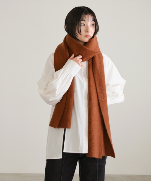select MOCA(セレクトモカ)の「ソフトタッチリブマフラー(マフラー・レディース・ベージュ/グリーン/ブラウン/テラコッタ/ブラック/アイボリー・FREE)」の13枚目の写真