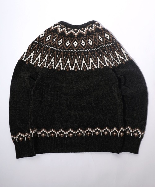 Salong hameu（サロン ハミュー）の「求心柄モールニットプルオーバー（ニット/セーター・メンズ・グレイッシュベージュ/チャコールグレー/マスタード・LL/M/L）」の5枚目の写真