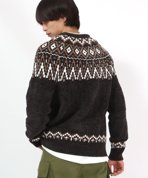 Salong hameu（サロン ハミュー）の「求心柄モールニットプルオーバー（ニット/セーター・メンズ・グレイッシュベージュ/チャコールグレー/マスタード・LL/M/L）」の18枚目の写真