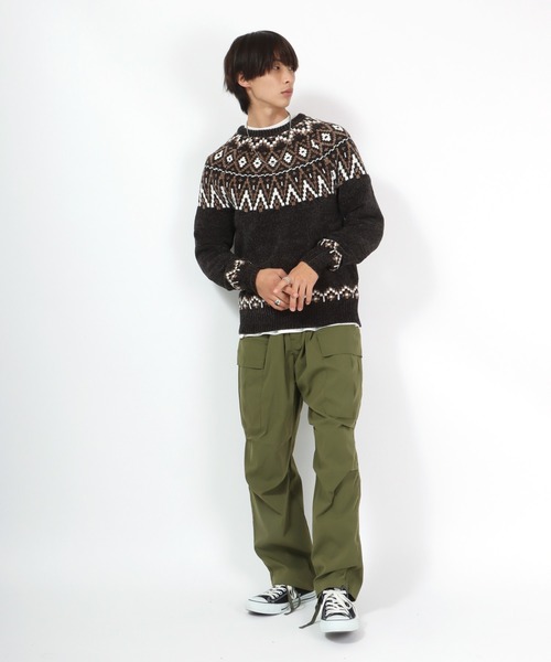 Salong hameu（サロン ハミュー）の「求心柄モールニットプルオーバー（ニット/セーター・メンズ・グレイッシュベージュ/チャコールグレー/マスタード・LL/M/L）」の19枚目の写真