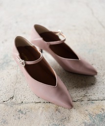 PLSTはたらくパンプス美品✨24.5㎝つややかヌーディピンクバックストラップ パンプス（ピンク/桃色系・ストラップあり）ファッション通販