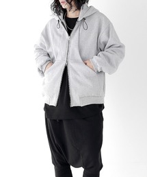 裏起毛タックポケットパーカー オーバーサイズ ビッグシルエットジップアップパーカー