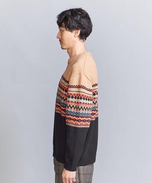 BEAUTY&YOUTH UNITED ARROWS(ビューティーアンドユースユナイテッドアローズ)の「パネル ジャカード クルーネック ニット(ニット/セーター・メンズ・ベージュ/グレー・XL/S/L/M)」の5枚目の写真