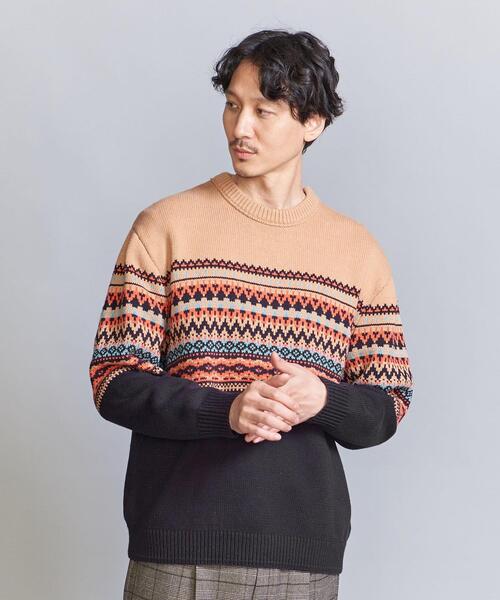 BEAUTY&YOUTH UNITED ARROWS(ビューティーアンドユースユナイテッドアローズ)の「パネル ジャカード クルーネック ニット(ニット/セーター・メンズ・ベージュ/グレー・XL/S/L/M)」の8枚目の写真