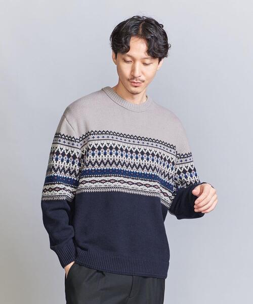 BEAUTY&YOUTH UNITED ARROWS(ビューティーアンドユースユナイテッドアローズ)の「パネル ジャカード クルーネック ニット(ニット/セーター・メンズ・ベージュ/グレー・XL/S/L/M)」の10枚目の写真