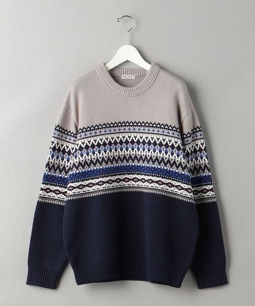 BEAUTY&YOUTH UNITED ARROWS(ビューティーアンドユースユナイテッドアローズ)の「パネル ジャカード クルーネック ニット(ニット/セーター・メンズ・ベージュ/グレー・XL/S/L/M)」の11枚目の写真
