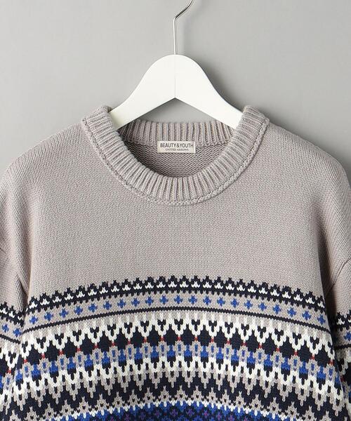 BEAUTY&YOUTH UNITED ARROWS(ビューティーアンドユースユナイテッドアローズ)の「パネル ジャカード クルーネック ニット(ニット/セーター・メンズ・ベージュ/グレー・XL/S/L/M)」の13枚目の写真