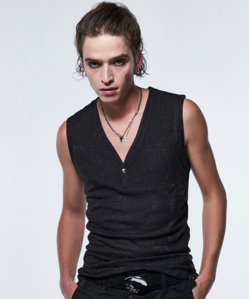 kiryuyrik(キリュウキリュウ)の「Kiryuyrik/キリュウキリュウ/PythonJQDJersey HenryTankTop(タンクトップ・メンズ・ブラック/ホワイト・SMALL/MEDIUM/LARGE)」の2枚目の写真