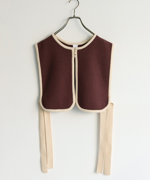 HER CLOSET（ハークローゼット）の「【shemoshelly】WEB限定配色ケープニットベスト（ベスト・レディース・ブラウン/ブラック×ホワイト/ブラック・M）」の11枚目の写真