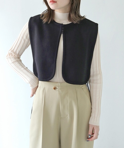 HER CLOSET（ハークローゼット）の「【shemoshelly】WEB限定配色ケープニットベスト（ベスト・レディース・ブラウン/ブラック×ホワイト/ブラック・M）」の13枚目の写真