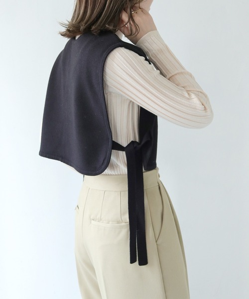 HER CLOSET（ハークローゼット）の「【shemoshelly】WEB限定配色ケープニットベスト（ベスト・レディース・ブラウン/ブラック×ホワイト/ブラック・M）」の17枚目の写真