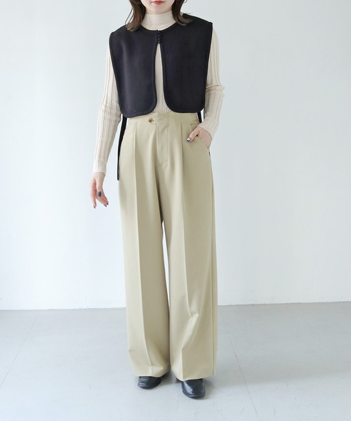 HER CLOSET（ハークローゼット）の「【shemoshelly】WEB限定配色ケープニットベスト（ベスト・レディース・ブラウン/ブラック×ホワイト/ブラック・M）」の18枚目の写真