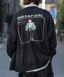 【1】〔Red Cap Girl/レッドキャップガール〕12Gニット バックWジャガード編み ルーズカーディガン