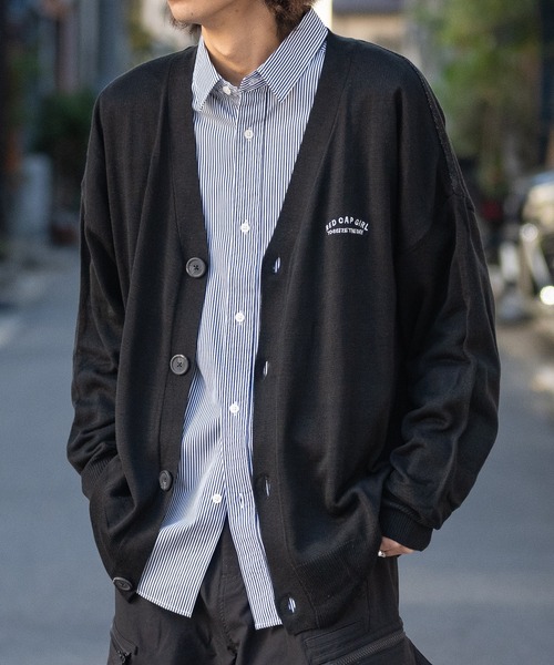 Red Cap Girl(レッドキャプガール)の「【a-r】〔Red Cap Girl/レッドキャップガール〕12Gニット バックWジャガード編み ルーズカーディガン(カーディガン/ボレロ・メンズ・ブラック/ミント/サックスブルー・MEDIUM/LARGE)」の4枚目の写真