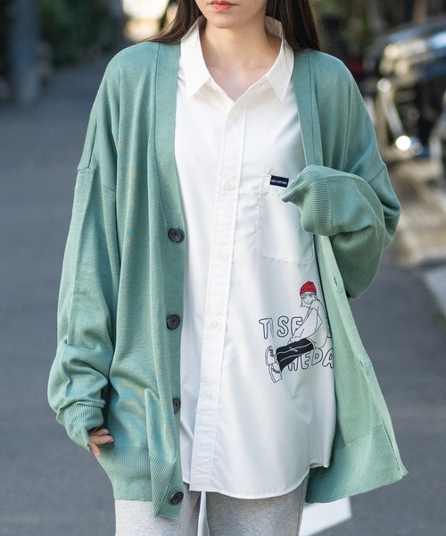 Red Cap Girl(レッドキャプガール)の「【a-r】〔Red Cap Girl/レッドキャップガール〕12Gニット バックWジャガード編み ルーズカーディガン(カーディガン/ボレロ・メンズ・ブラック/ミント/サックスブルー・MEDIUM/LARGE)」の10枚目の写真