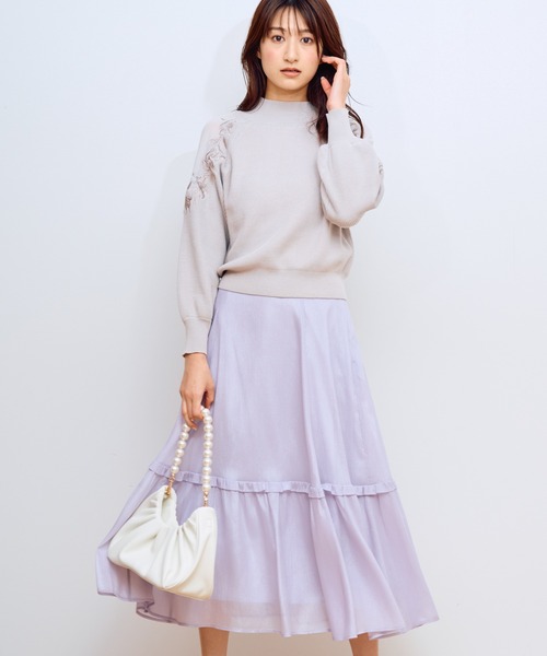 NOELA（ノエラ）の「シャイニーフリル切替スカート（スカート・レディース・オフホワイト/ピンク/ラベンダー・フリー）」の3枚目の写真