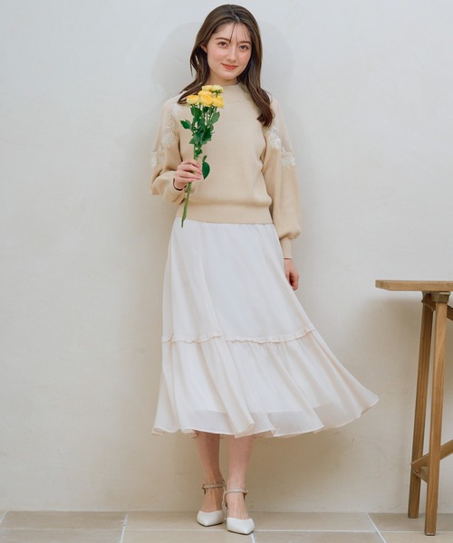 NOELA（ノエラ）の「シャイニーフリル切替スカート（スカート・レディース・オフホワイト/ピンク/ラベンダー・フリー）」の15枚目の写真