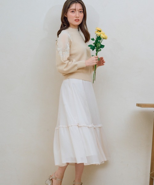 NOELA（ノエラ）の「シャイニーフリル切替スカート（スカート・レディース・オフホワイト/ピンク/ラベンダー・フリー）」の10枚目の写真