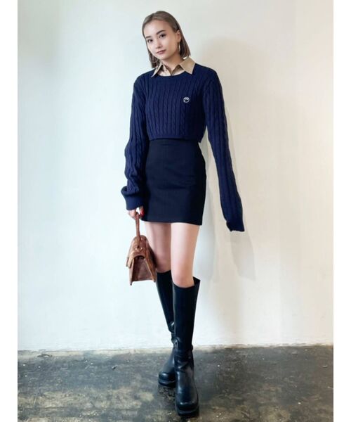 EMODA（エモダ）の「カーブウエストミニスカート（スカート・レディース・ブラック/その他/アイボリー・SMALL/MEDIUM）」の14枚目の写真