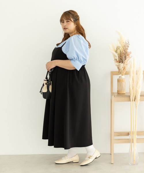 SLURR（スラ―）の「[大きいサイズ]バッククロスキャミワンピース（ワンピース・レディース・ベージュ/ブラック・L）」の9枚目の写真