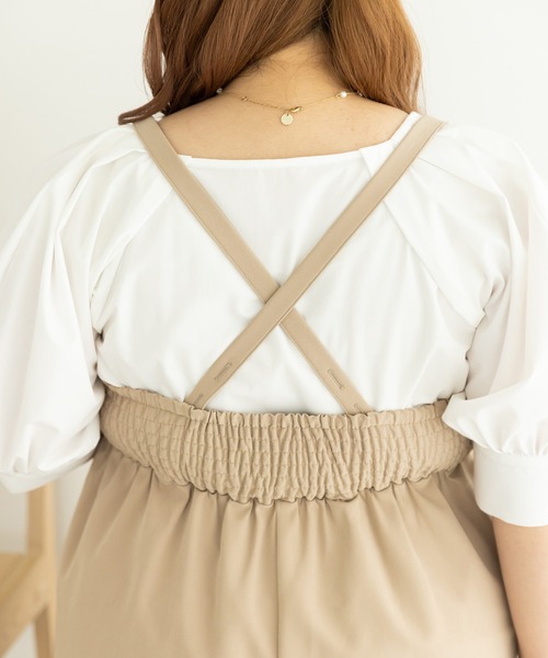 SLURR（スラ―）の「[大きいサイズ]バッククロスキャミワンピース（ワンピース・レディース・ベージュ/ブラック・L）」の13枚目の写真