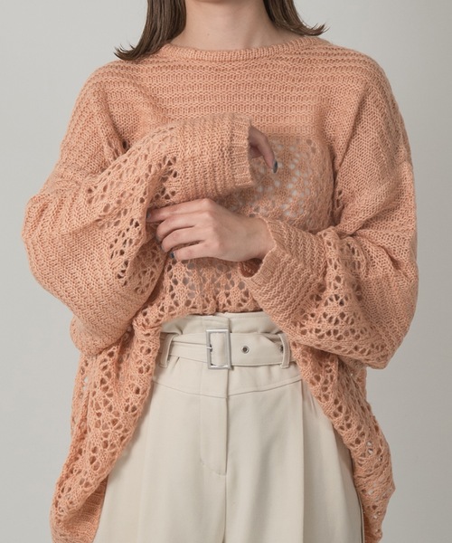 Amiur(エミレ)の「mohair low gauge knit(ニット/セーター・レディース・ベージュ/ラベンダー/オレンジ系・FREE)」の10枚目の写真