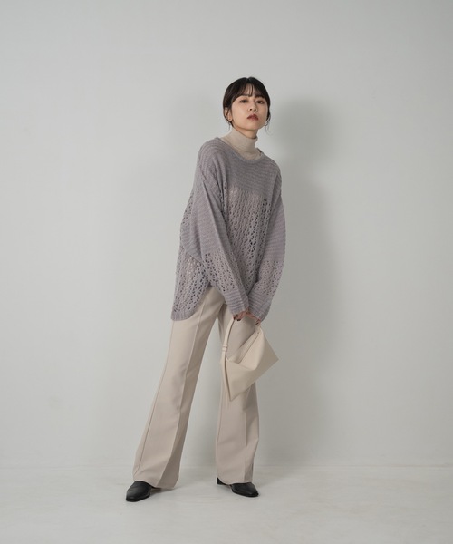 Amiur(エミレ)の「mohair low gauge knit(ニット/セーター・レディース・ベージュ/ラベンダー/オレンジ系・FREE)」の8枚目の写真