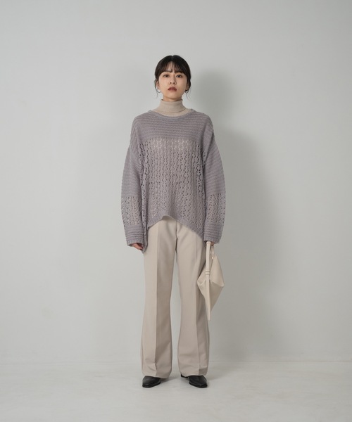 Amiur(エミレ)の「mohair low gauge knit(ニット/セーター・レディース・ベージュ/ラベンダー/オレンジ系・FREE)」の7枚目の写真
