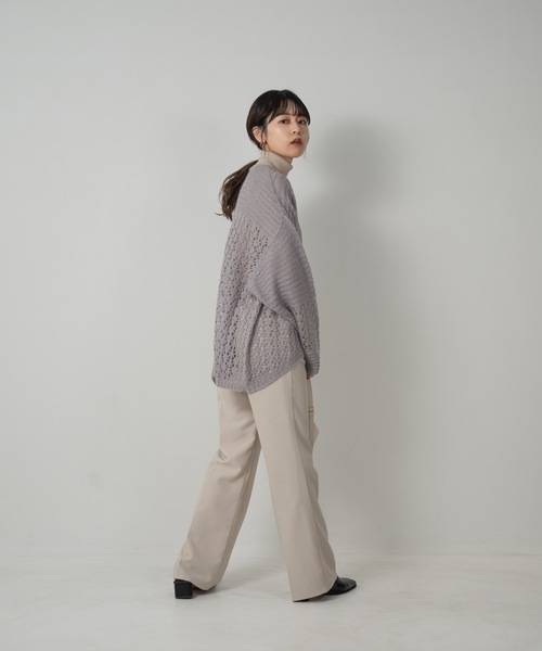 Amiur(エミレ)の「mohair low gauge knit(ニット/セーター・レディース・ベージュ/ラベンダー/オレンジ系・FREE)」の9枚目の写真