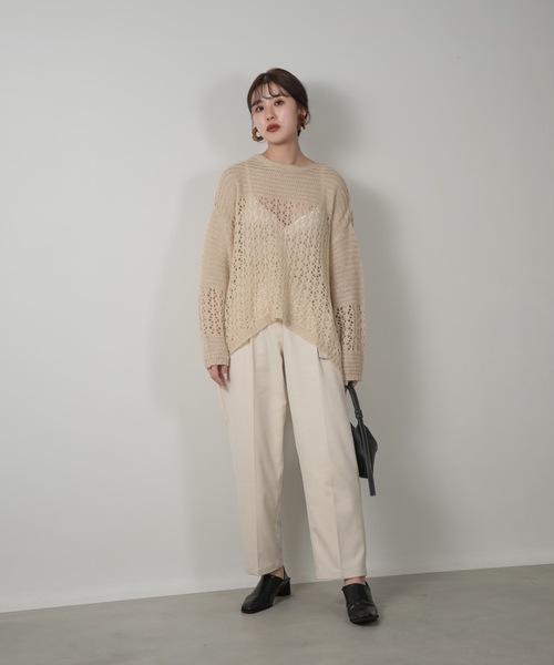 Amiur(エミレ)の「mohair low gauge knit(ニット/セーター・レディース・ベージュ/ラベンダー/オレンジ系・FREE)」の5枚目の写真